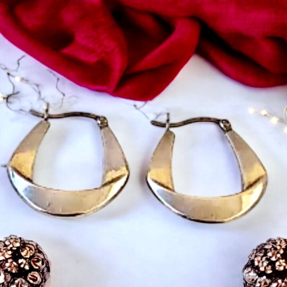 Sterling Silver Lever-Back Earrings Hoop Unique Contemporary Shape